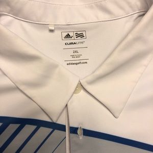 2XL Adidas white gray and blue golf shirt